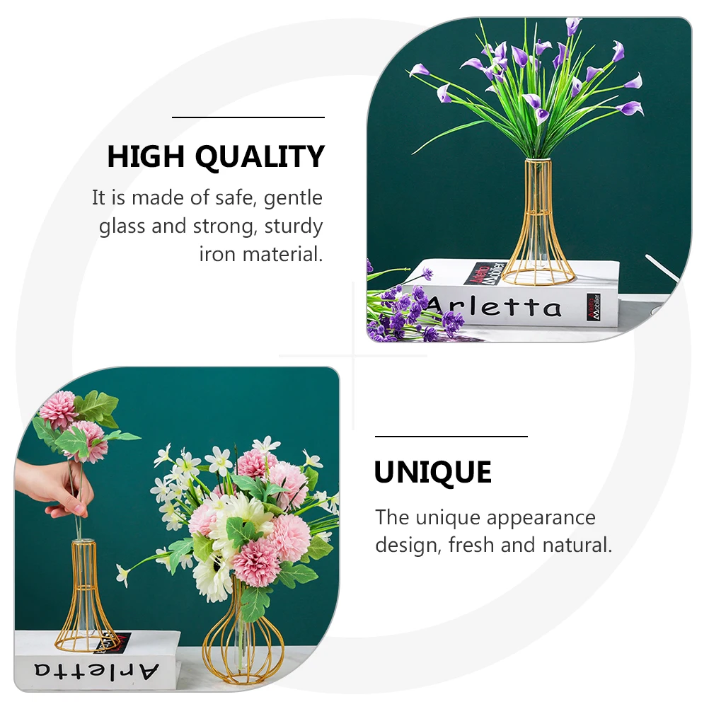 

1Pcs Slim Waist Flower Vase Iron Hydroponics Plants Pot Modern Table Adornment Home Ornament Hydroponics Plants Pot