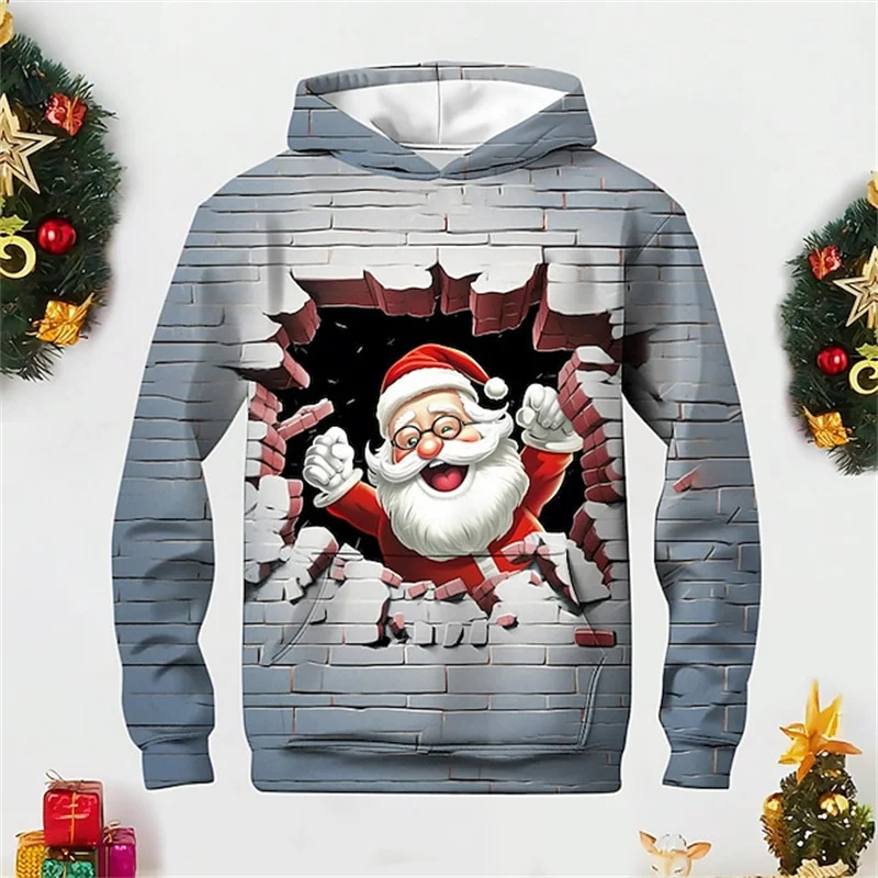 

Funny 3D Santa Claus Xmas Printing Hoodies Father Christmas Graphic Pullovers Kid Fashion Cute Sweatshirts Winter Hoodie Clothes