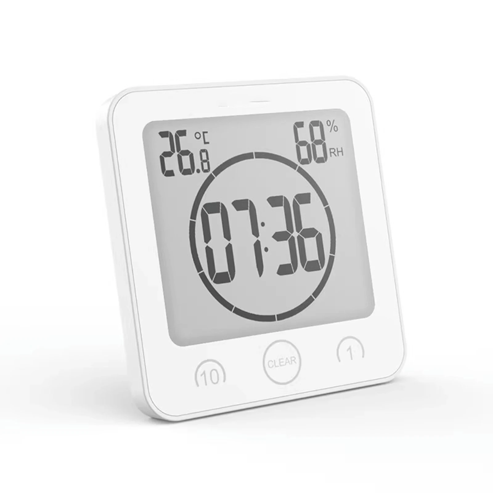 Humidity Thermometer Clock Waterproof Anti Fog Electronic Wall Clock Silent Sweep Movement Suction
