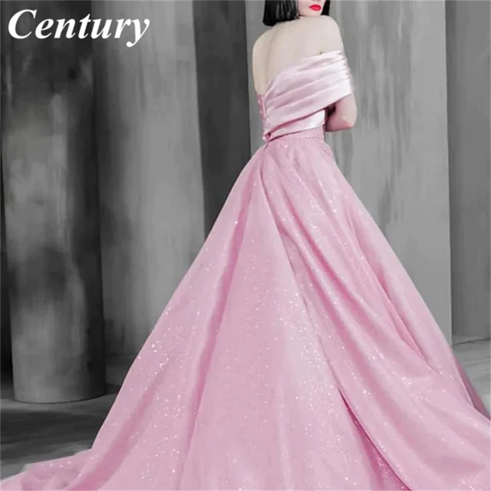 Customized Blush Prom Dress Backless Celebrity Dresses Glitter Women's Evening Dress A Line Shining Formal Gown Custom 프롬 드레스