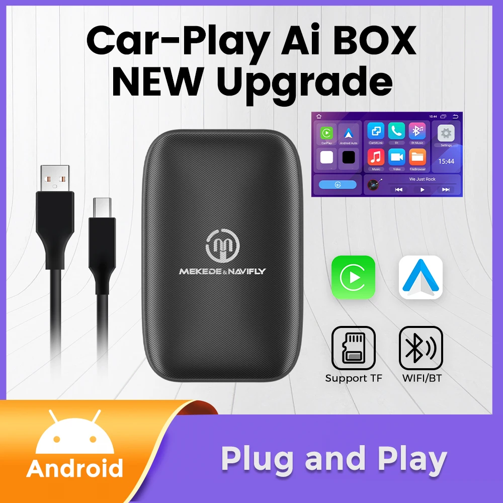 

Универсальный автомобильный обновленный адаптер Ai Box, проводной, беспроводной, для CarPlay, Android, GPS, мультимедийный плеер, адаптер для Netflix, YouTube, зеркальные ссылки