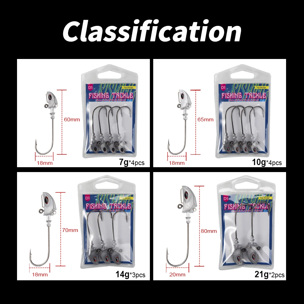 D1 Jig Head de metal - 7-21 g para gusanos blandos - imagen 5