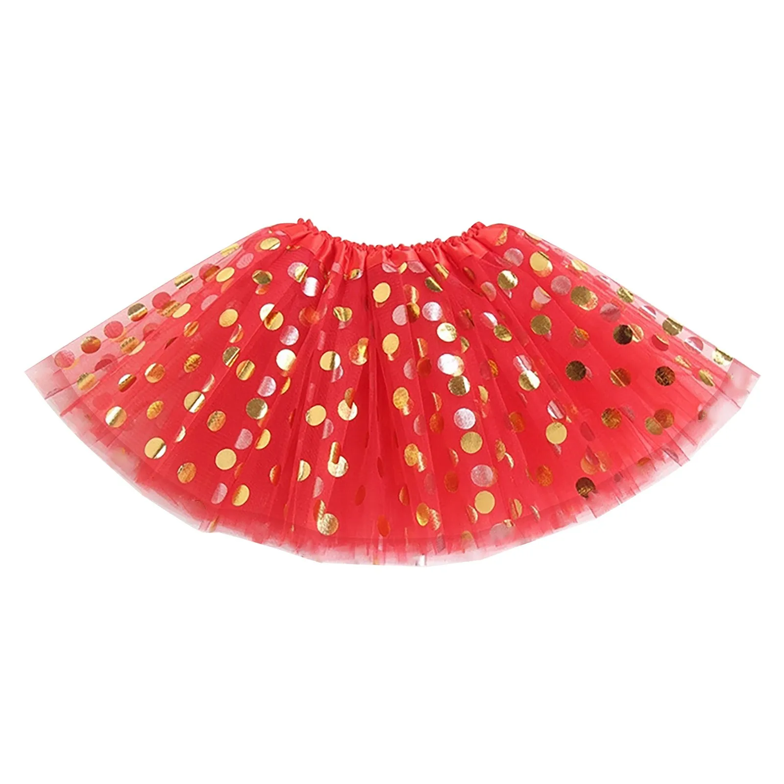 

Sensual Costume For Women Polka Dot Print Bronzing Super Canopy Mesh Light Tutu Skirt