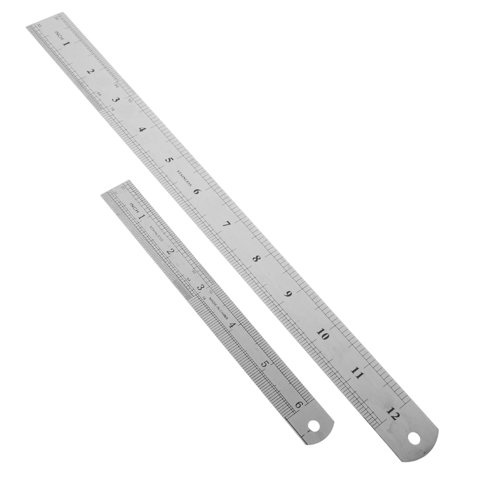 2pcs Metal Ruler Double-Sided Scale Steel Straight Edge For Architecture Engineering Drawing Measuring Tool Office Supply