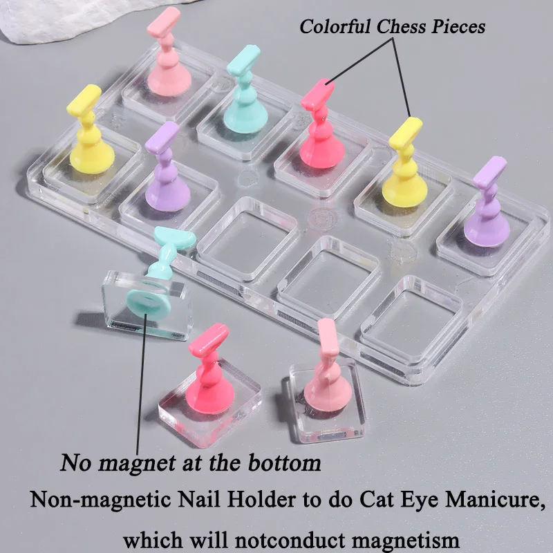 アクリル非磁性ネイルアート練習ホルダー カラフルなチェスの駒 フェイクネイルチップ ネイルアート練習ツール プレミアム展示棚