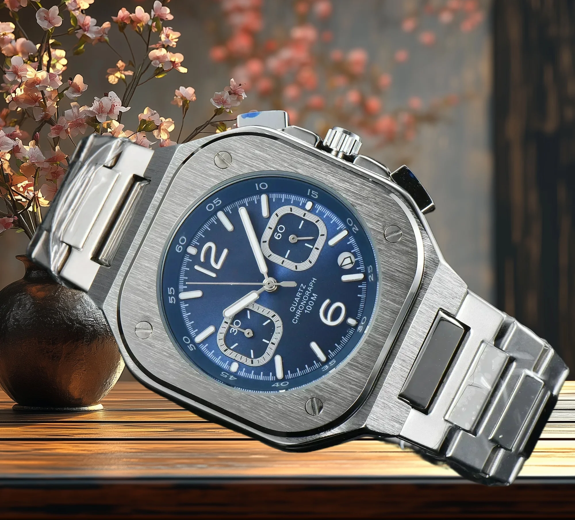 إصدار محدود من العلامة التجارية الفاخرة كوارتز مقاومة للماء بتقويم تلقائي ساعات رجالية غير آلية ساعات عمل فاخرة