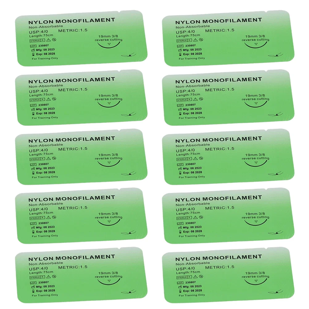 1-100 Stuks 4/0 Medische Monofilament Nylon Individueel Verpakt Veterinaire Praktijk Hechtdraad Kits Voor Hechtdraad Onderwijs Oefeningen