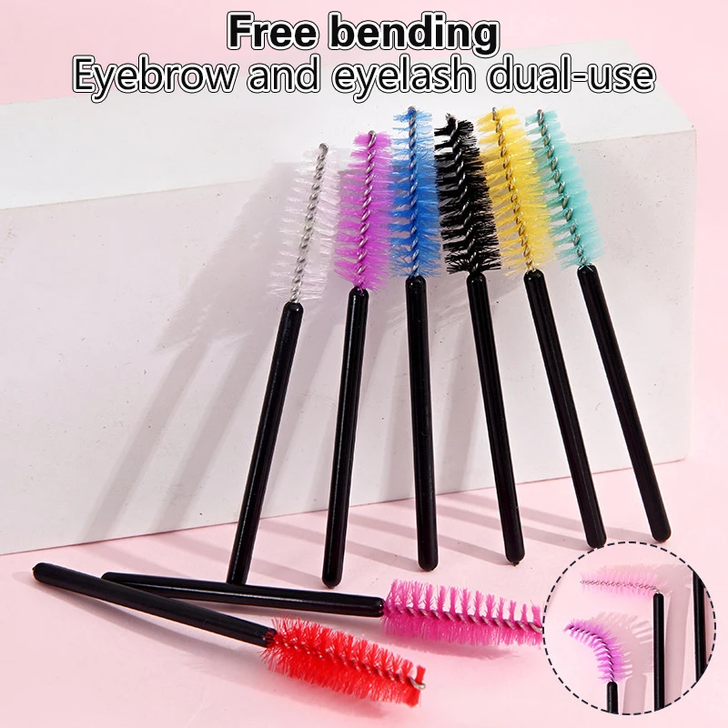 50Pcs Disposable Eyelash Brushes Short Nylon Eyebrow Brush Mascara Wands Applicator Eyelashes Extension Tools