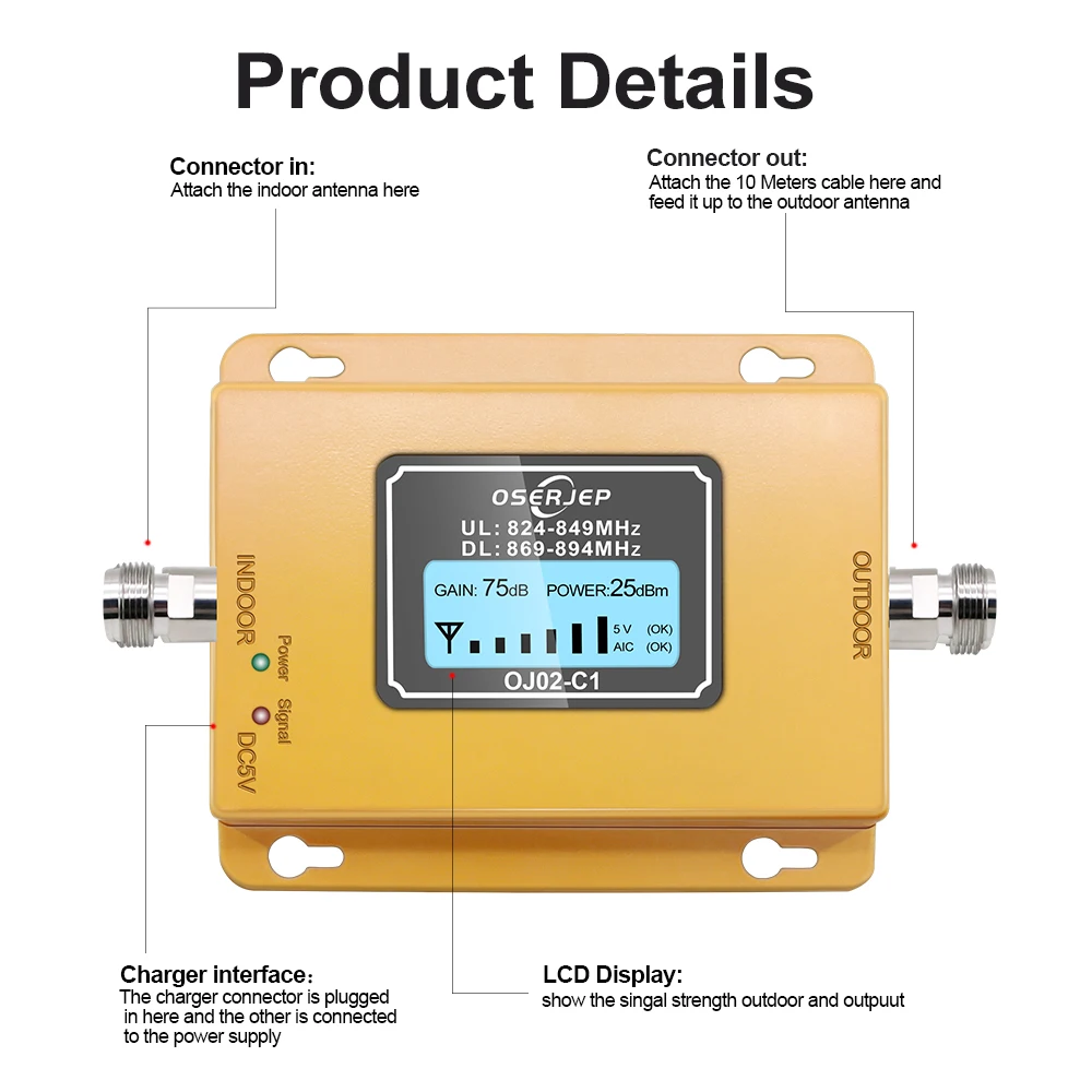 CDMA Repeater 850/900/1800/2100Mhz 70dB 2G 3G 4G 850mhz UMTS GSM CDMA Mobile Signal Repeater Booster Cell Phone Signal Amplifier