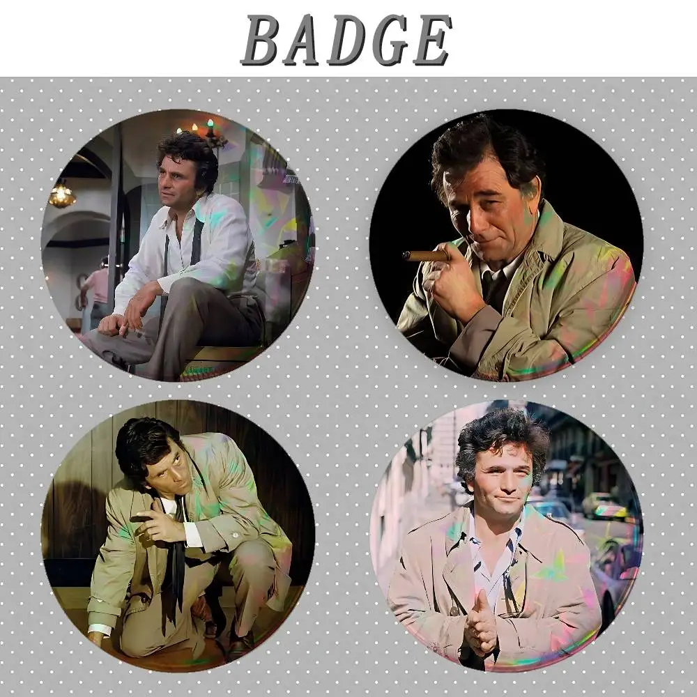 TV C-Columbo Badges Round Brooch Cute Cartoon Idol Cosplay Badges DIY Backpack Clothing Jewelry Pins