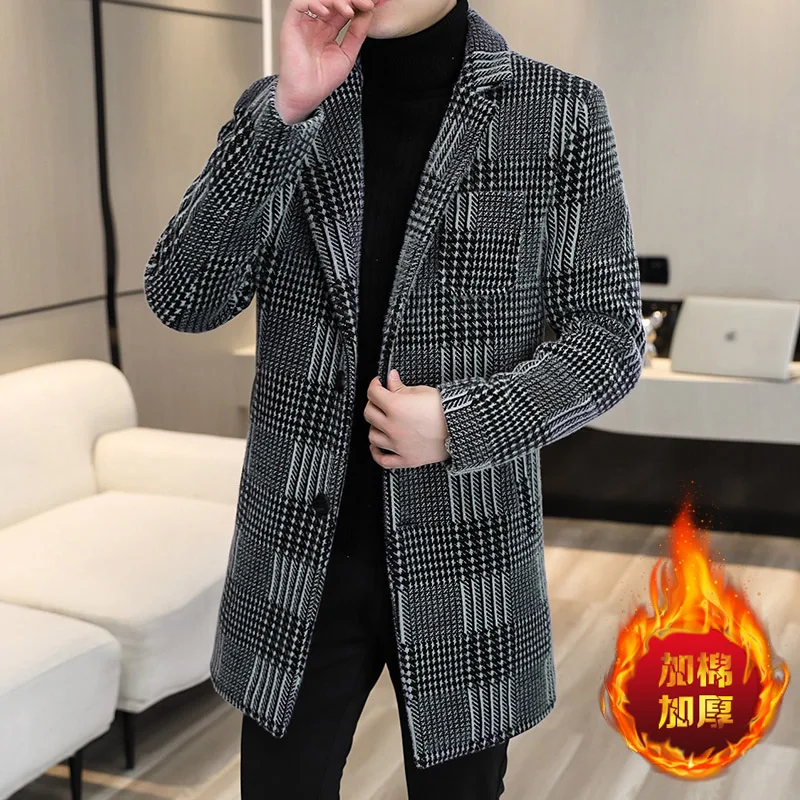 2023 autunno inverno giacche di lana lunghe uomo addensato caldo Casual Business Trench cappotto sociale Streetwear abbigliamento uomo