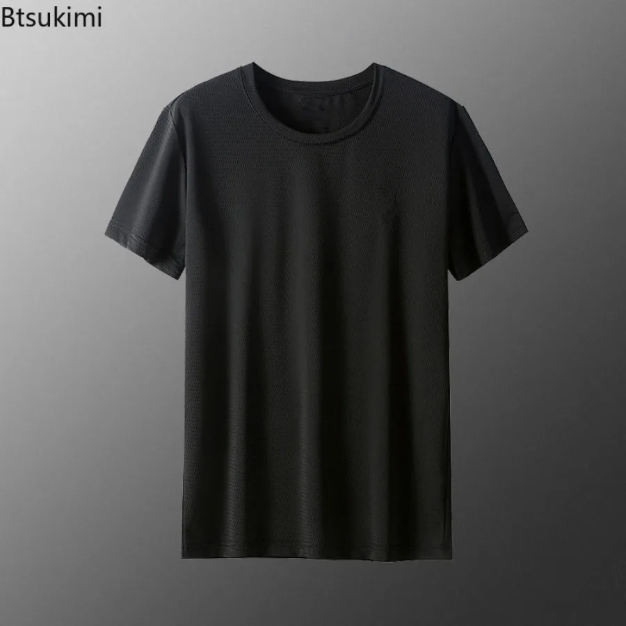 Ice Silk Mesh T-shirts for Men Summer Loose Casual Sport Tops Lightweight Breathable Short Sleeve Tees Oversized Men's Clothing