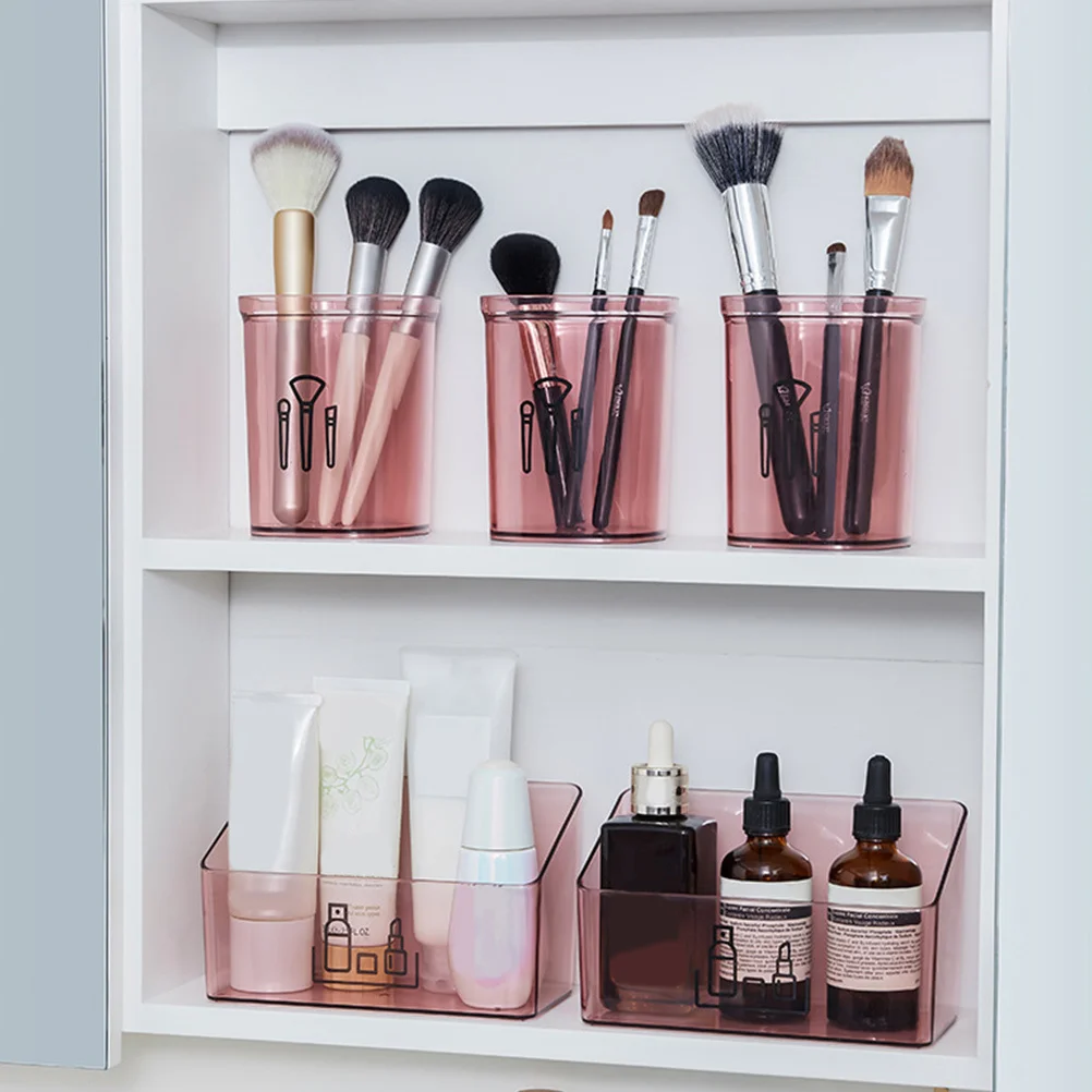 

2Pcs Lipstick Organizer Hard Plastic Makeup Storage Box Skincare Brush Holder Desktop Dresser Organizer Sundries