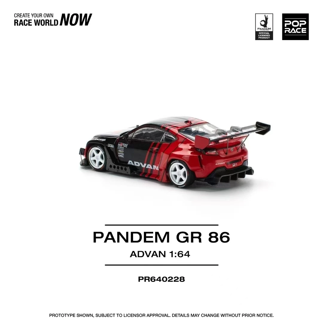 Pré-venda pop race 1:64 pandem gr86 zn8 2022 foguete coelho advan diecast diorama modelo de carro brinquedo