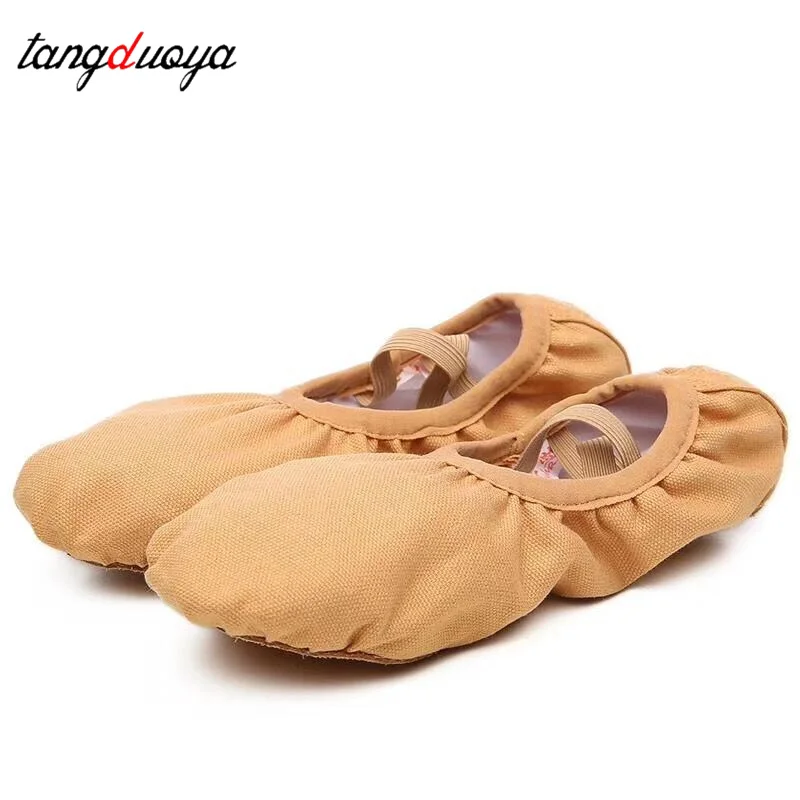 

Балетки для девочек, парусиновые туфли на плоской подошве, балетные танцевальные тапочки, танцевальная обувь для взрослых, женщин и детей, классическая йога, мягкая кожа с разделенной подошвой