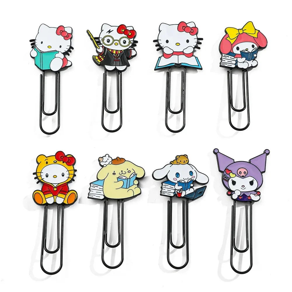 1pcs Kawaii Cute Hello Kitty Metal Paper Clip Bookmarks Anime Fan Collect Sanrio Series Girls Gift Stationery School Supplies