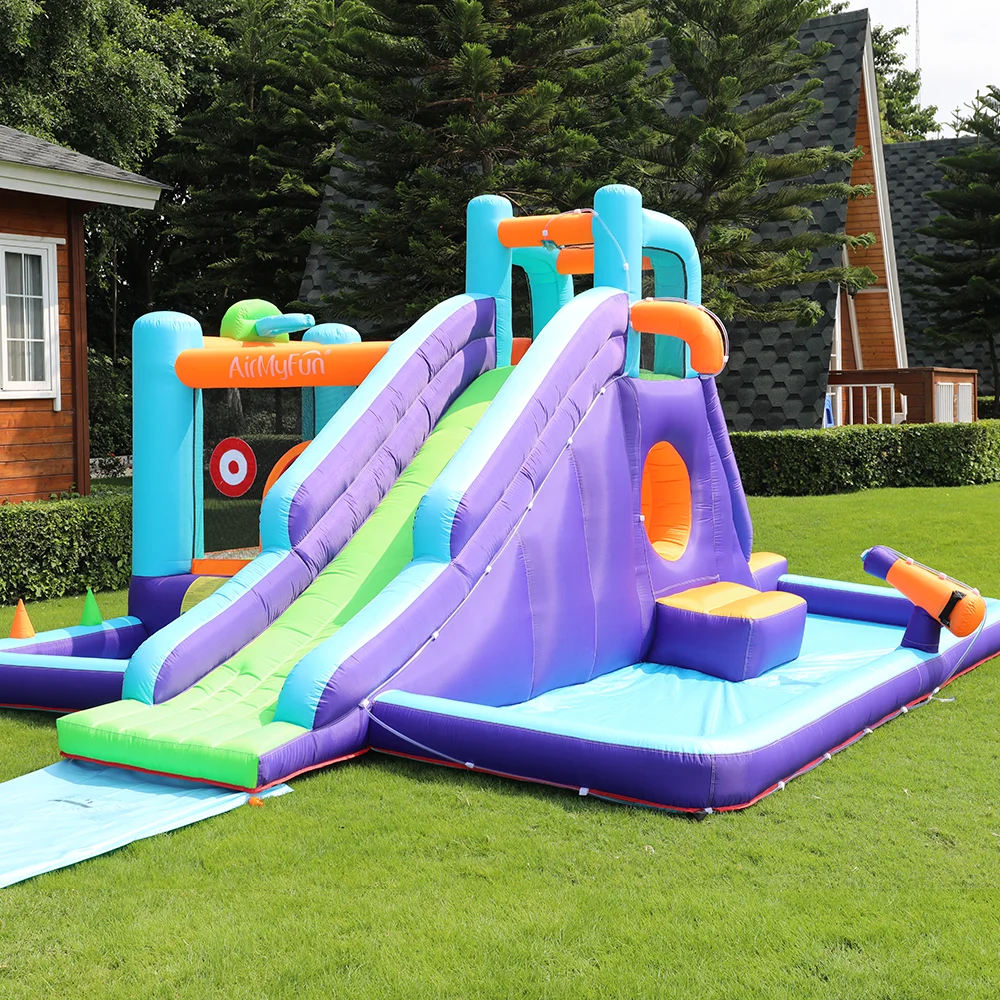 

STLFSummer Hot Sale Bouncy Castle With Lengthen Water Slide And Air Blower For Inflatable Bounce House Kids Jumper Bouncer Castl