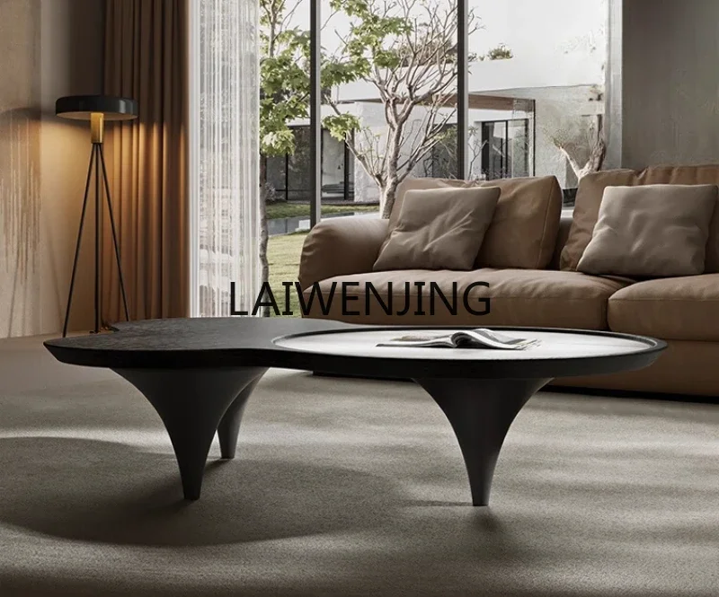 MJY Italian coffee table creative small apartment light luxury living room round special-shaped rock slab tea table