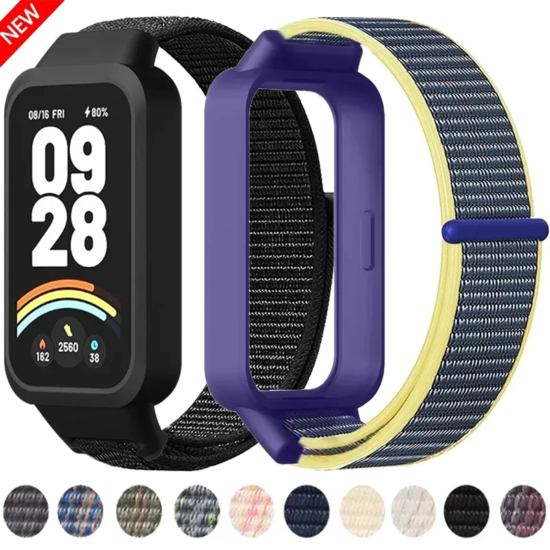 Nylon-Schlaufenarmband für Redmi Band 3/Xiaomi Band 9 Active, komfortabler, atmungsaktiver Ersatzriemen für Xiaomi Band 9 Active.