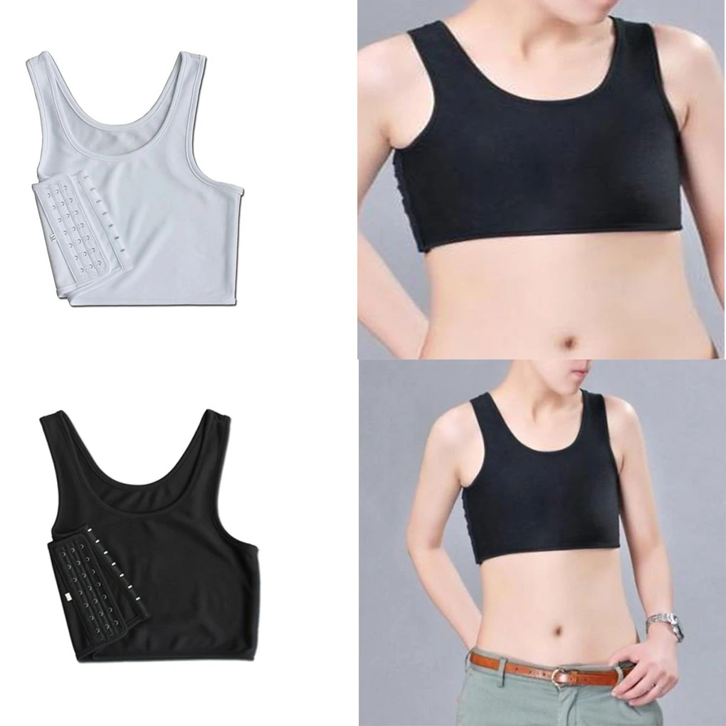 Women Breathable Chest Breast Binder Side Buckle Short Vest Tops Bustier Shaper Vest Underwear Tank Tomboy Chest Wrap Bandage