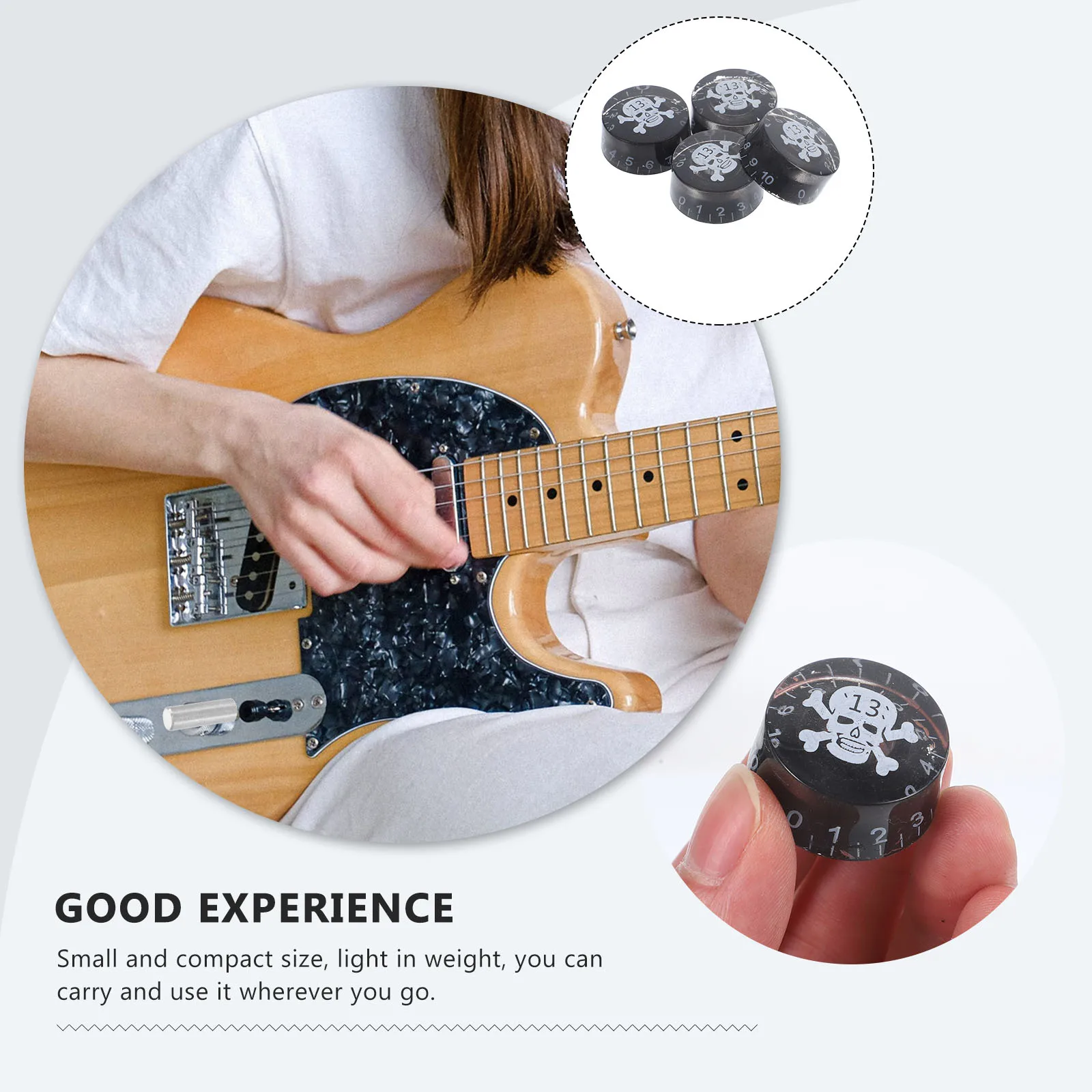 

4 Pcs Bass Skull Knob Control Knobs Caps Electronic Black Acrylic Guitar Volume