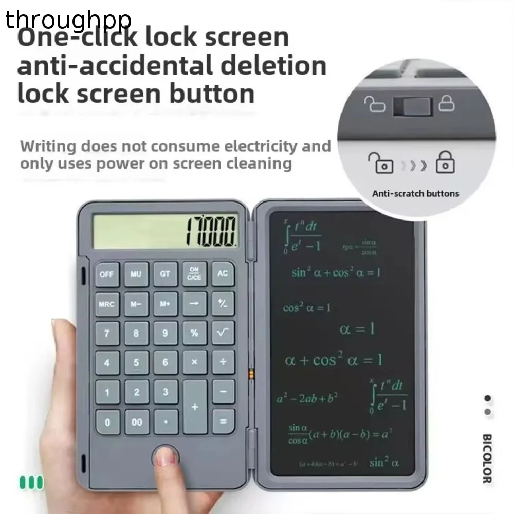 2in1 Scientific Calculator Large Screen Display Erasable Office LCD Drawing Pad Foldable with Stylus Pen