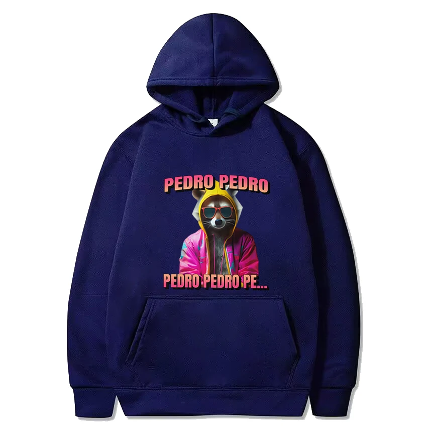 Hete Verkoop Pedro Wasbeer Vintage Kleurrijke Graphics Hoodie 2024 Heren Hiphop Casual Streetwear Unisex Fleece Tops Met Lange Mouwen