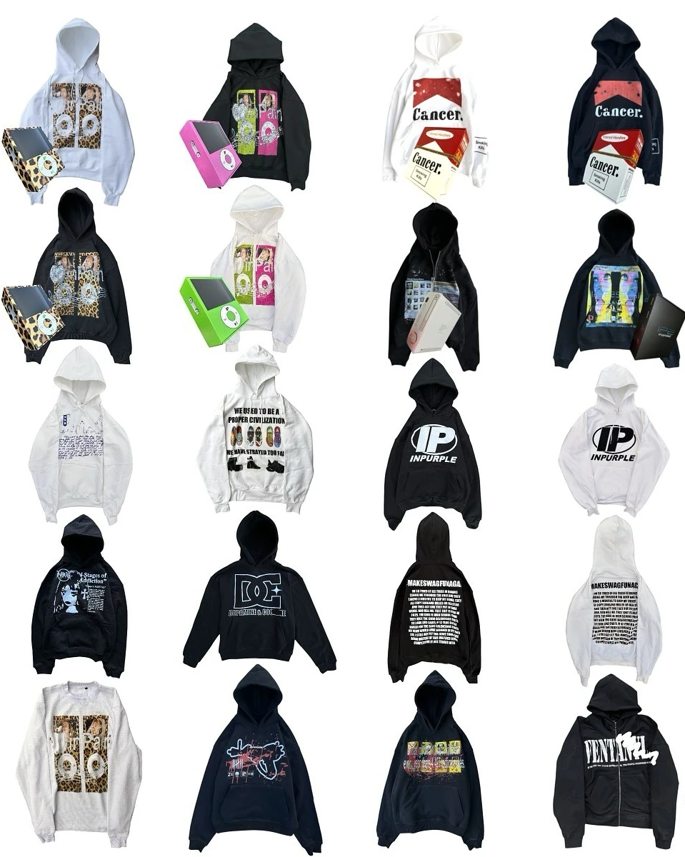 Y2k وحدة التحكم غير رسمية الحرب طباعة هوديس المرأة الجرونج البلوز القمم الشارع الشهير المتضخم هوديي القوطي Harajuku النساء الملابس #2