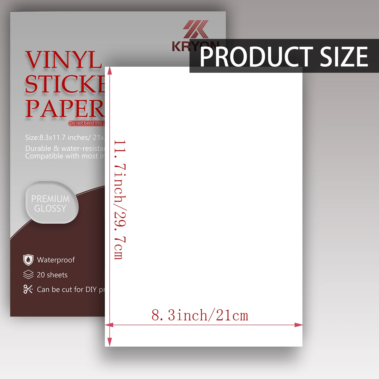 Glossy White Printable Vinyl Sticker Paper 10/20 Sheets for Inkjet Printers Water-Resistant Adhesive Label Paper 8.3x11.7 Inch view 2