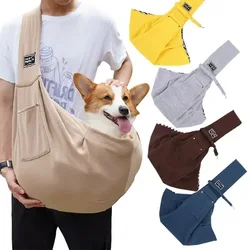 Comoda borsa per cani in cotone Borsa a tracolla a tracolla per animali domestici Borsa a tracolla portatile per cuccioli di gatto da viaggio all'aperto Tote Forniture per il trasporto di animali domestici