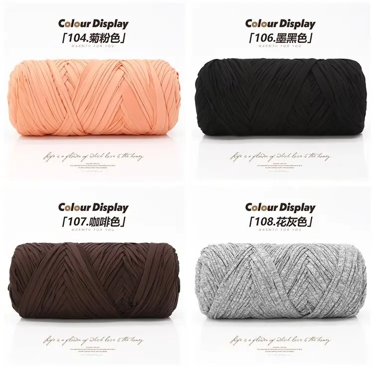 200 g/Stück Stoffgarn, Polyester, Häkel-T-Shirt-Garn, DIY-Basteln, Häkeln, Stricken – Taschen, Kissen, Puppen, Körbe 50 m/54 Yards – Detail 23