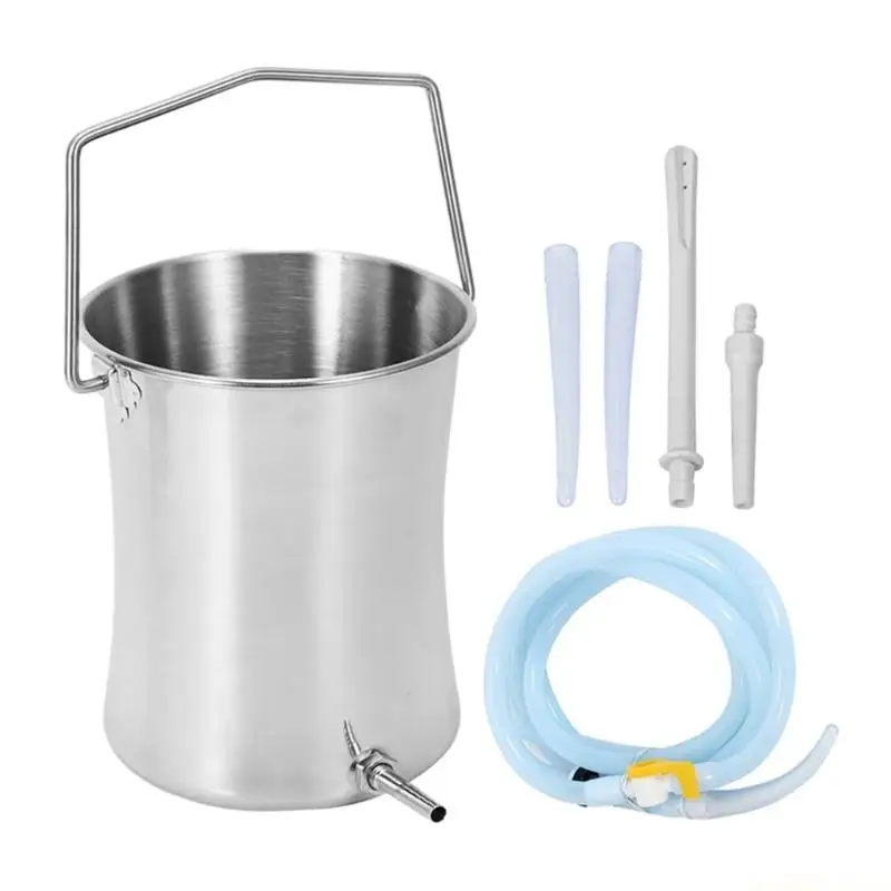D0AB Large Capacity Stainless Steel Enema Container Colon Cleanse System Detox
