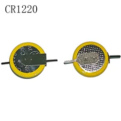 10PCS/LOT  CR1220 3V button battery with welding feet 180 degree lithium battery with pin