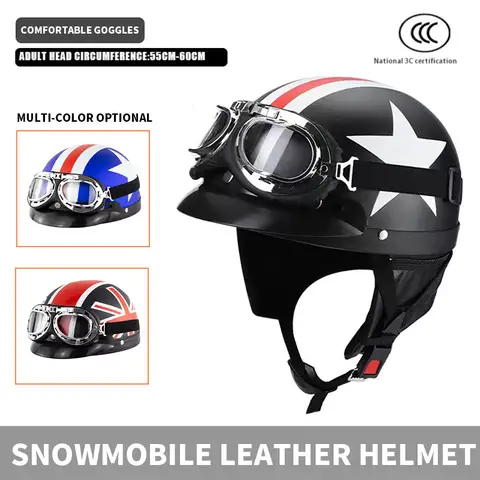 Motorcycle helmet, men's and women's snowmobile riding protection safety equipment, stylish retro half helmet,