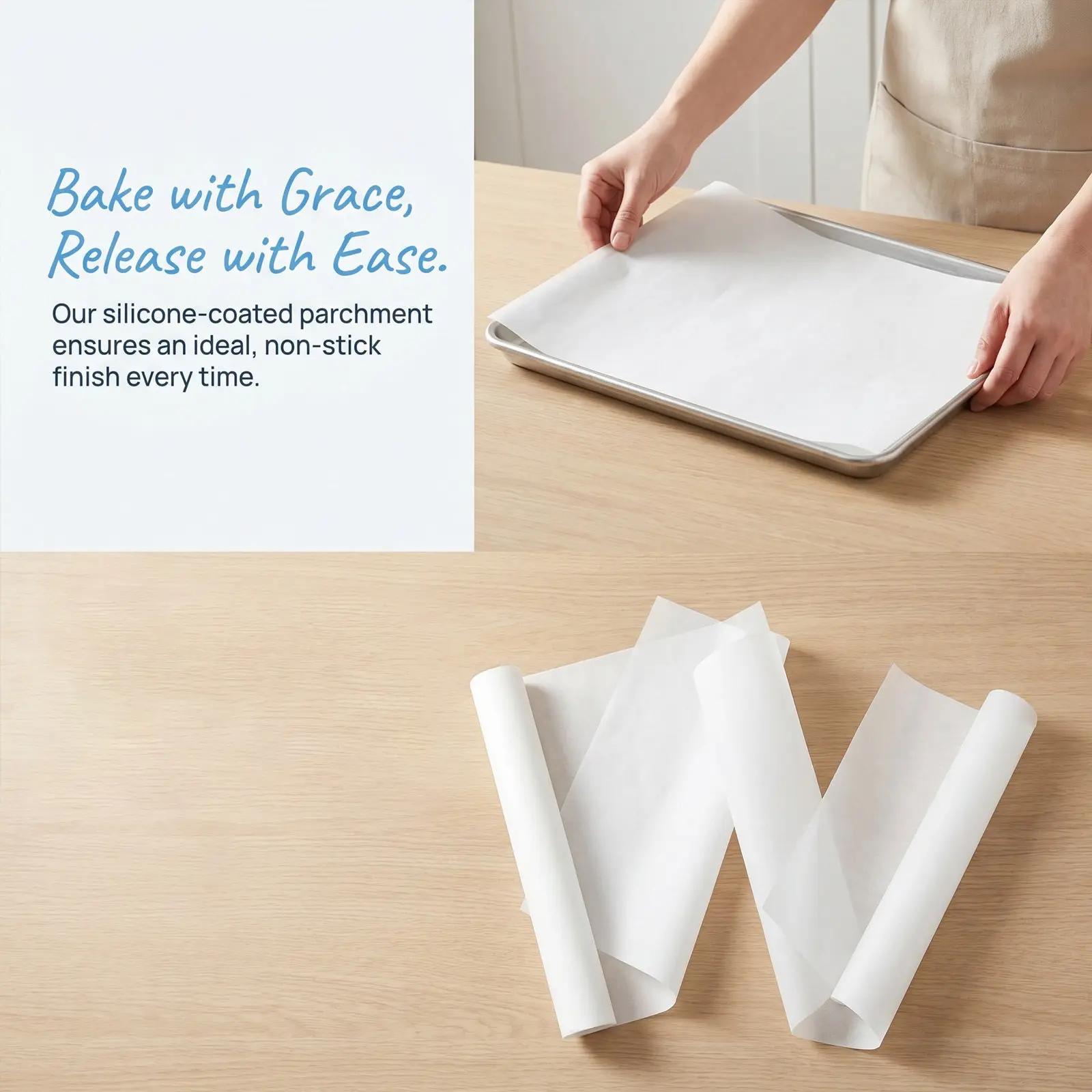 Non-stick parchment paper sheets for baking users to protect bakeware 200 white pre-cut 12x16 inch greaseproof oven liner
