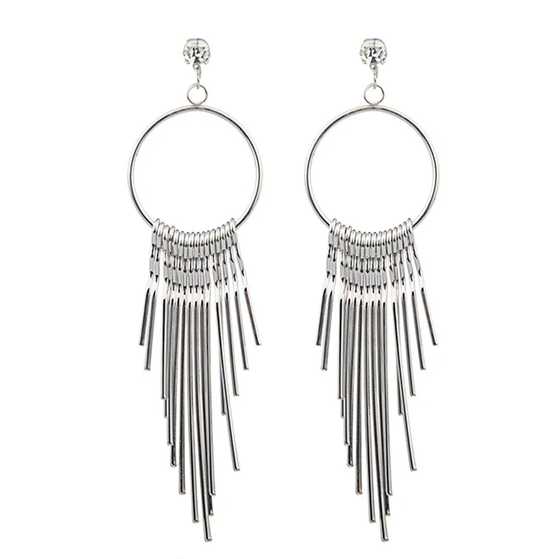 女性のための前髪とアメリカの長いパンクスタイルの金属のイヤリング,流行のジュエリー,抗アレルギー,長袖