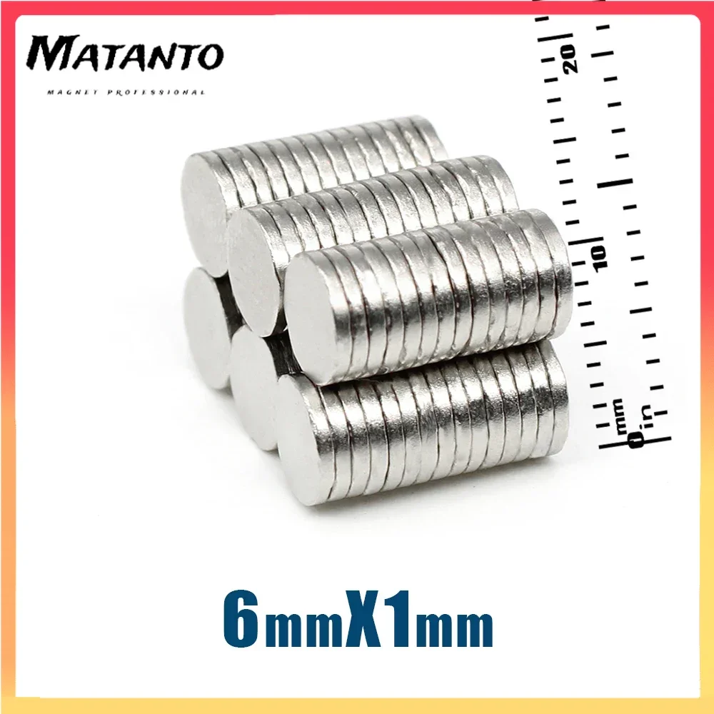 

100/200/500PCS 6x1mm Thin Small Round Neodymium Magnets Super Strong N35 Powerful Fridge Magnets Magnetic Sheet 6*1mm