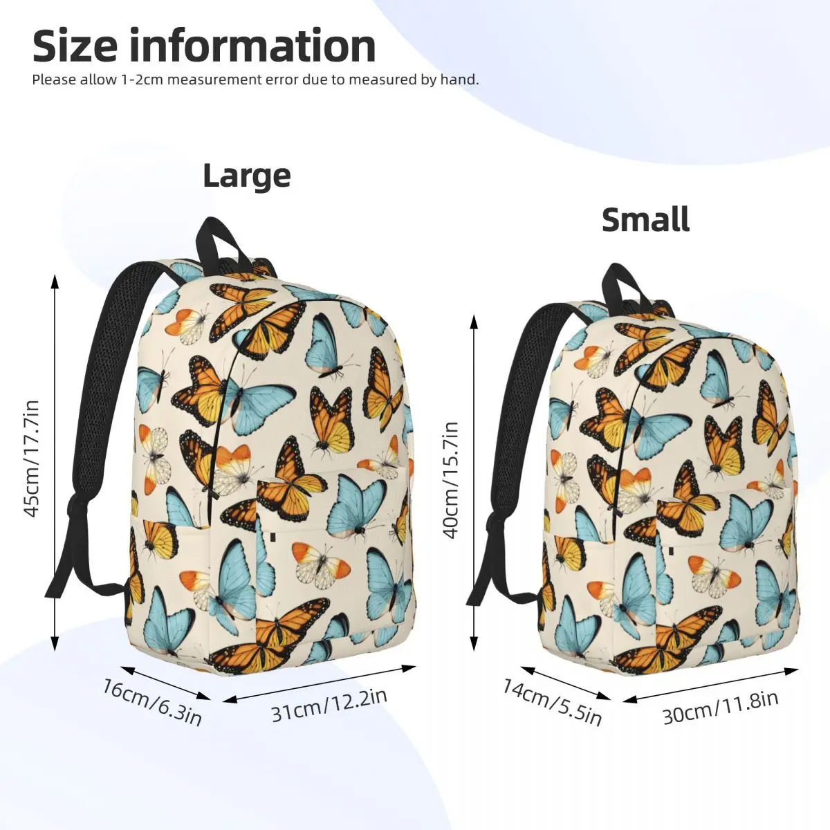 Vinatge-mochila con patrón de mariposa para adolescentes, morral de lona para estudiantes de secundaria primaria, Mochila deportiva