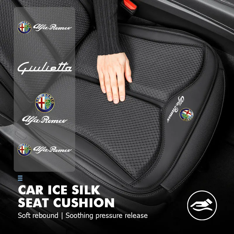 Cojín de asiento trasero delantero de coche de seda de hielo, alfombrilla antideslizante para respaldo para Alfa Romeo GT Stelvio F1 Brera Volante Tonale Gloria Disco
