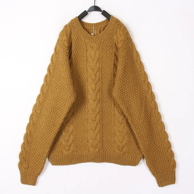 

Vintage Autumn Winter Handmade Knitted Wool Sweater Women's Open Cardigan Bean Hollow out Long Sleeve round Neck Warmth