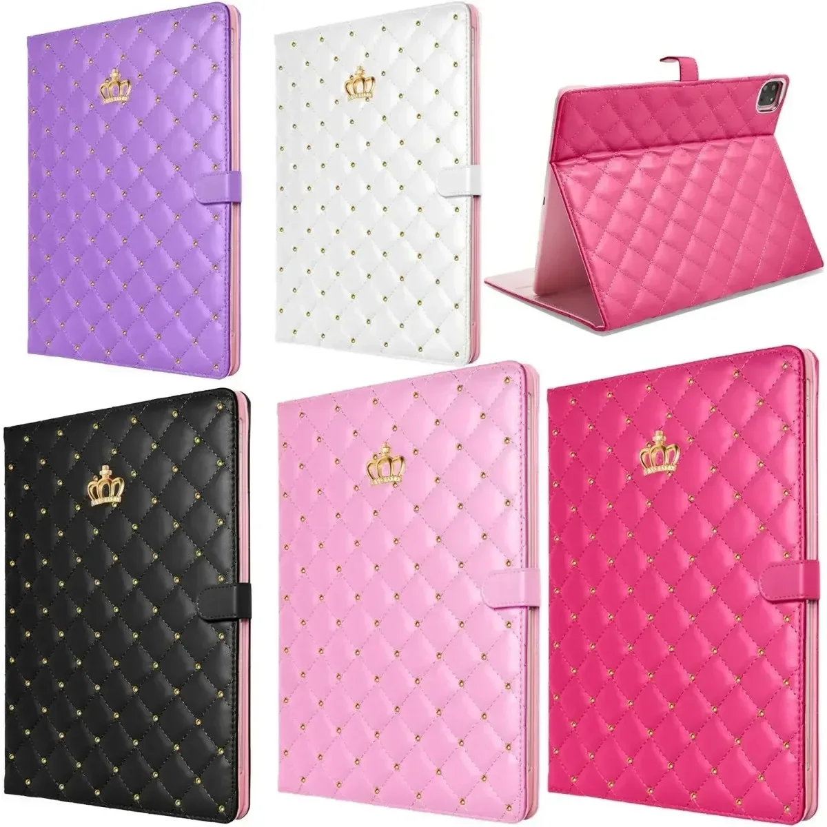 تاج بلينغ فاخر لجهاز IPad A16 الجيل 11th 10th Air7 11 M3 2025 Mini 7 6 A17 Pro 11 7/8/9th 10.2 "غطاء لوحي ذكي للنوم