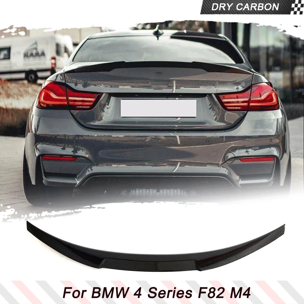 F82 Dry Carbon Fiber Spoiler For BMW 4 Series F82 M4 Coupe 2Door 2014-2020 Car Rear Trunk Boot Wing Lip HighKick Carbon Wing