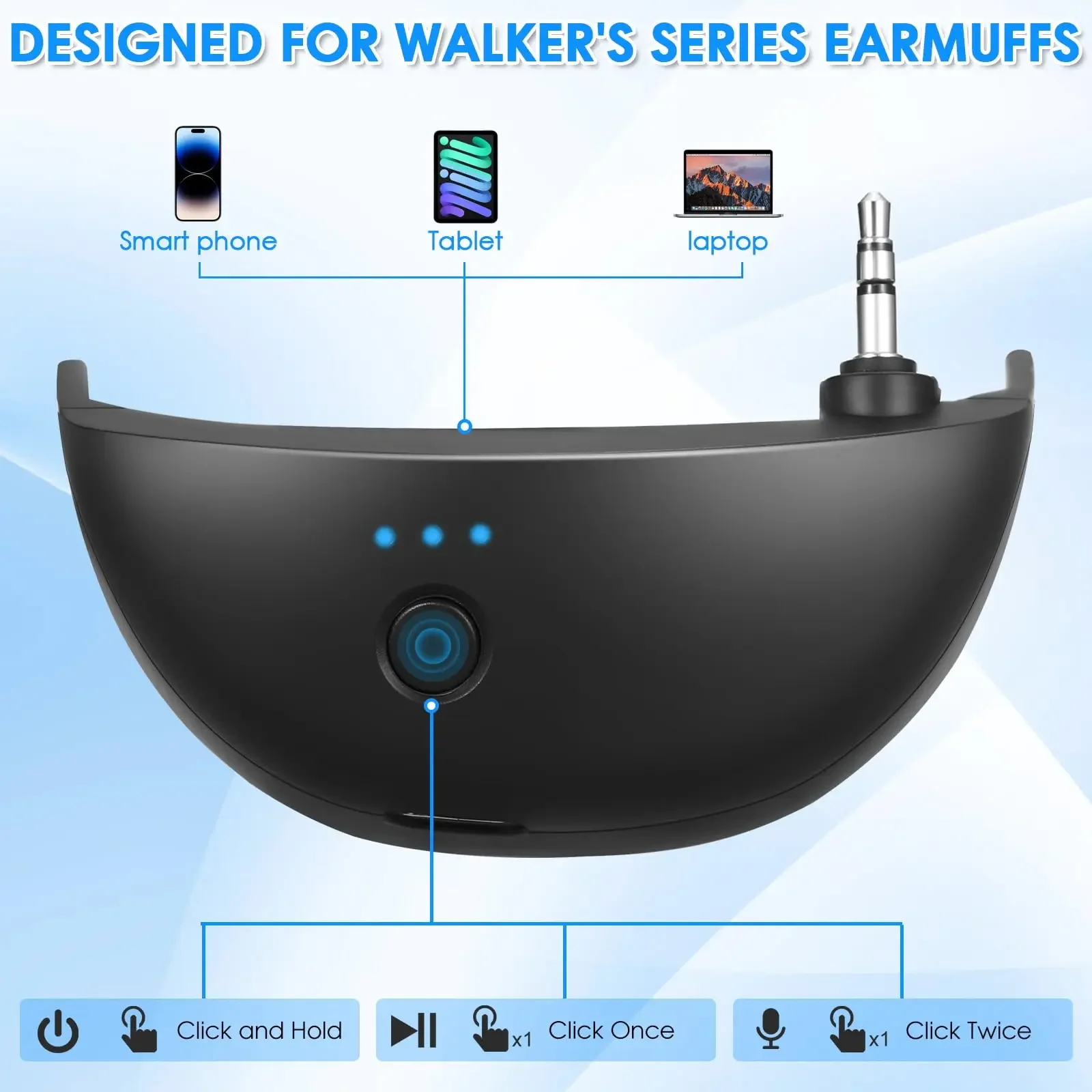 W1 Bluetooth Adapter Design for Walker's series electronic shooting earmuffs Convert wire earmuff to wireless one