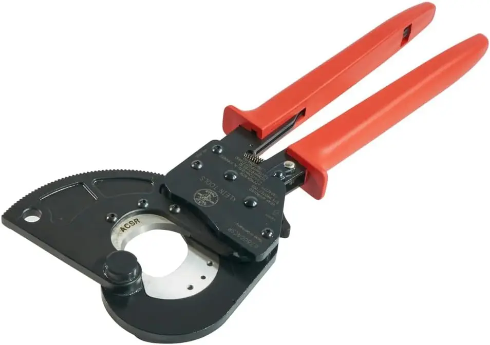 K-type ratchet cable cutter features a high leverage ratchet mechanism