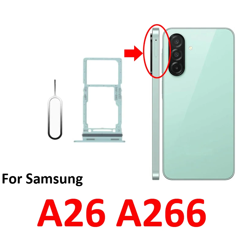 For Samsung Galaxy A26 5G A266 A266B Phone SIM Tray Micro SD Chip Card Slot Drawer Holder Pocket Single Dual Parts Black Green