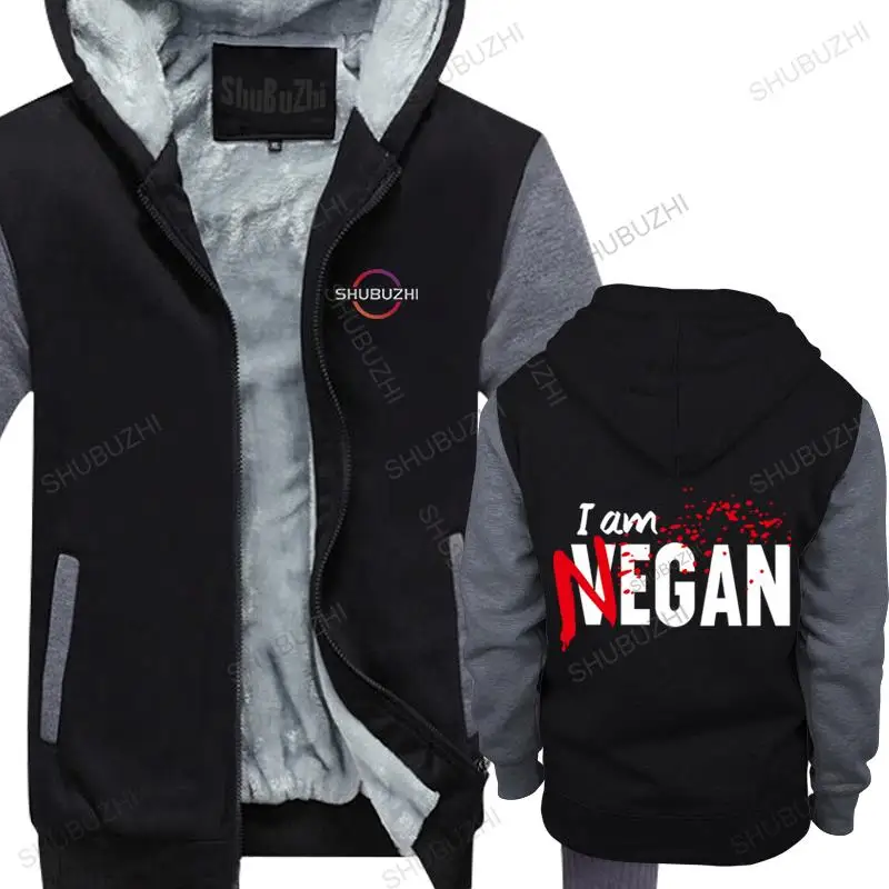 Negan Lucille fleece hoody Men The Walking Dead Cartoon thick hoodie I Am Negan Graphic winter jacket 90s Harajuku hooded zipper