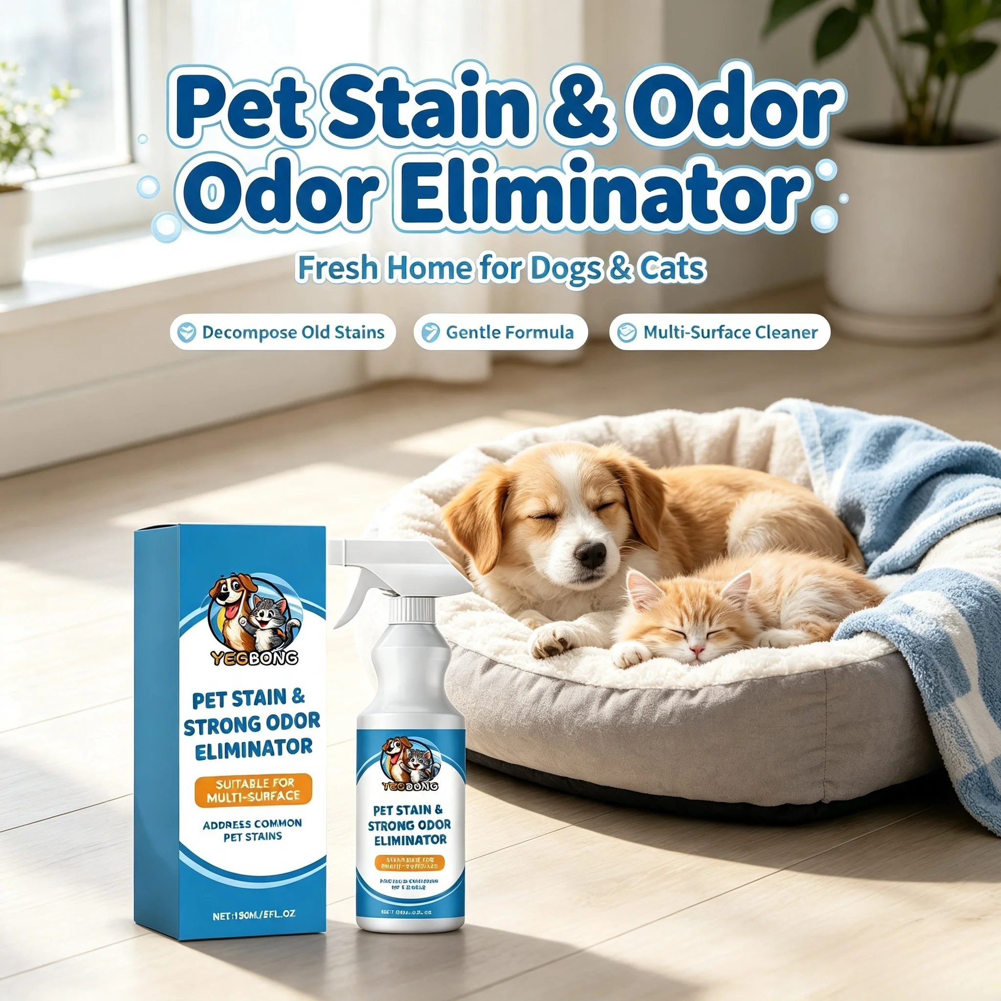 Pet Stain Odor Remover Gentle Decompose Old Urine Stains Effective Carpet Multi Surface Cleaner Home Pet Clean Deodorizing Spray