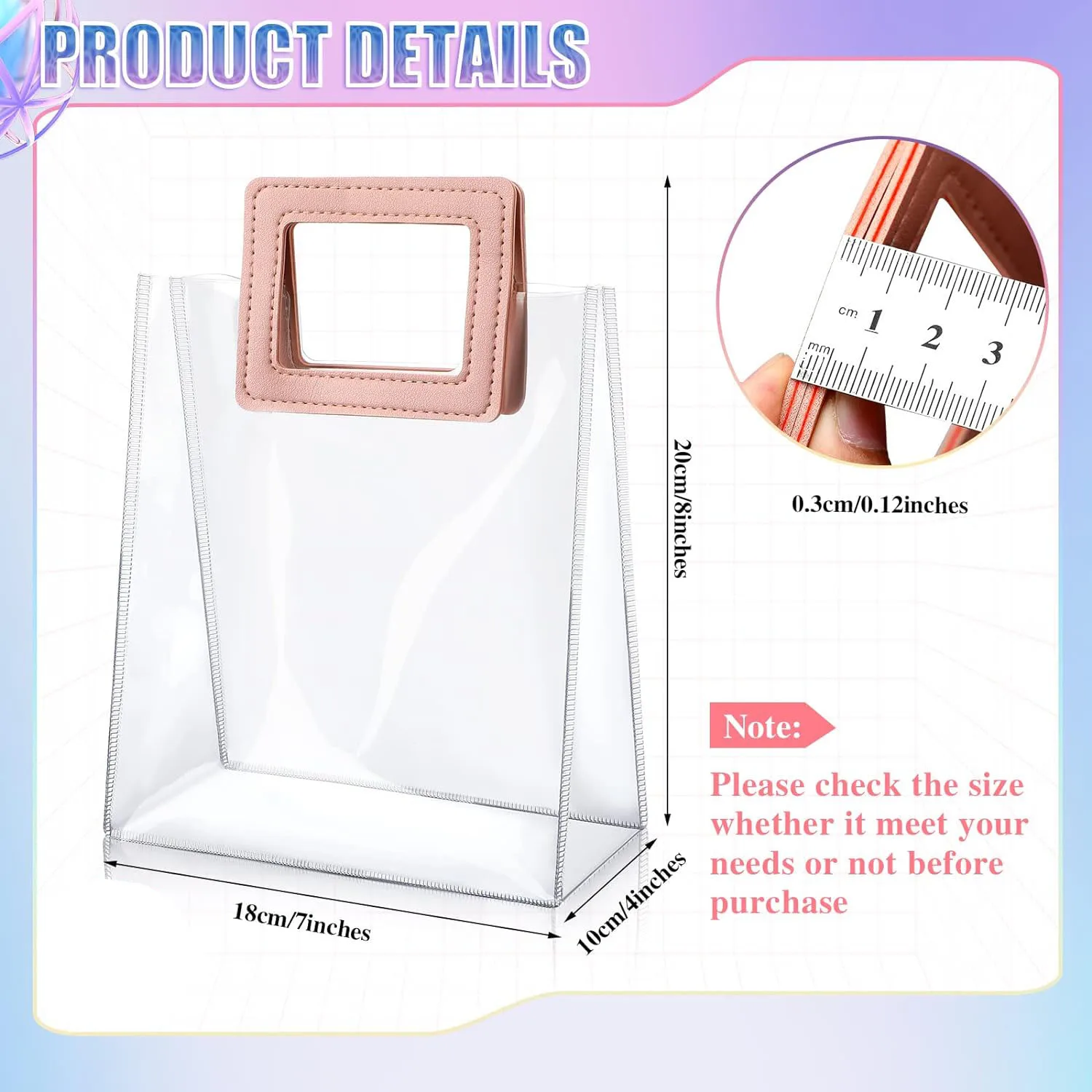 5pcs Clear Gift Bags with Handles Transparent PVC Gift Bag Gift Bags Reusable Plastic Bags for Bridal Party Baby Shower Wedding