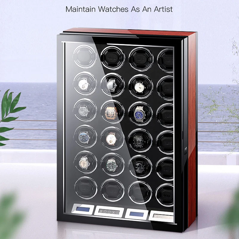 IBBETON High Quality Watch Winder for 2 4 6 9 Slot Automatic Watches with Mabuchi Motor LCD Touch Screen Wooden Watch Safe Box