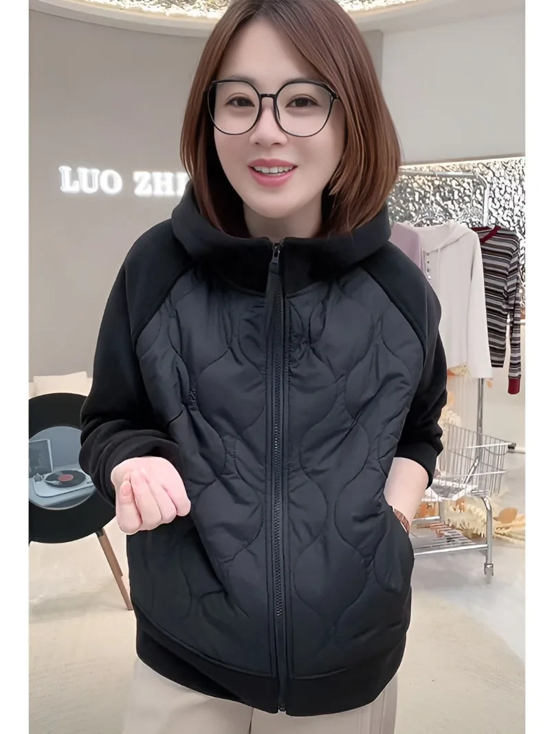 2025 Early Spring Thin Cotton Jacket Women's Hooded Cotton Jacket Top Women's New Padded Trench Coat Jacket Spring and Autumn